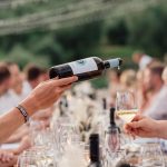 wine, wedding, party, vinery, white wine, long table, table, dinner, glass, pouring, drinks, people